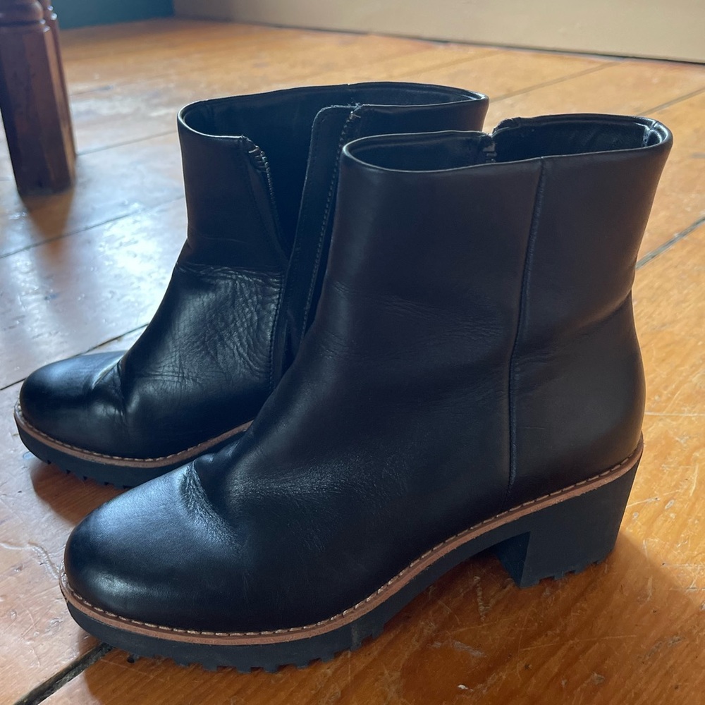 Black Soft Leather Botkier Zip-up Booties